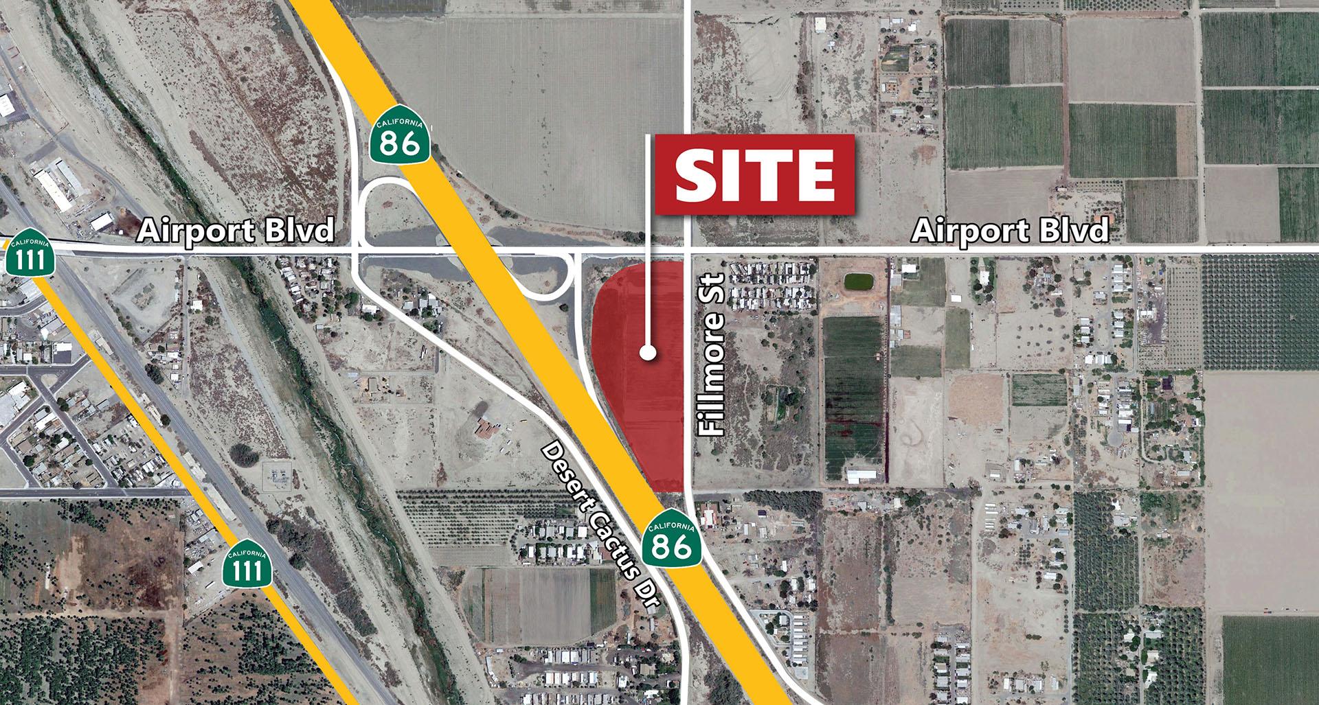 11.44 AC SEC Expwy 86 & Airport Blvd, TH Zoomed Aerial