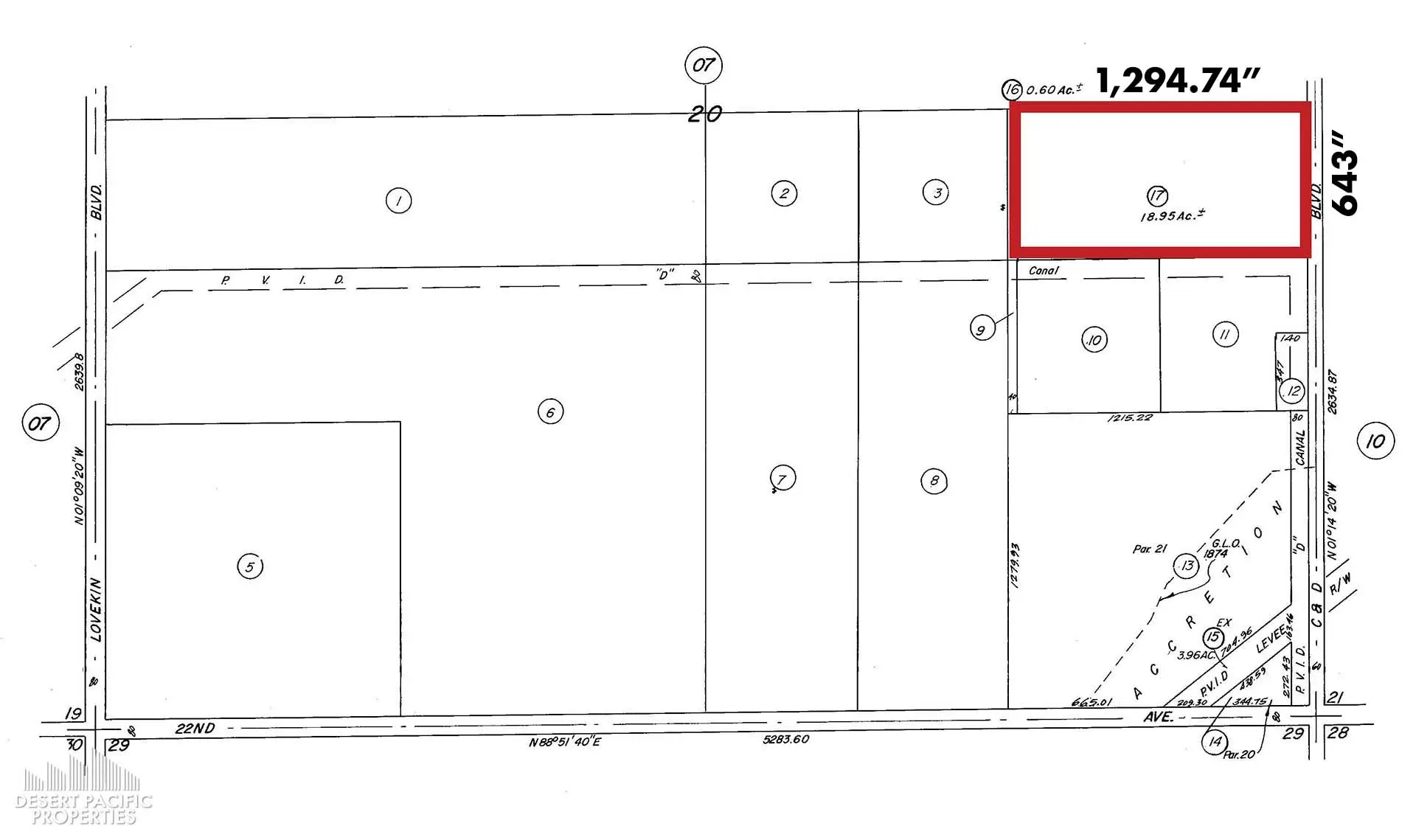 18.95 AC 21101 C & D Blvd, BLY - Parcel Map