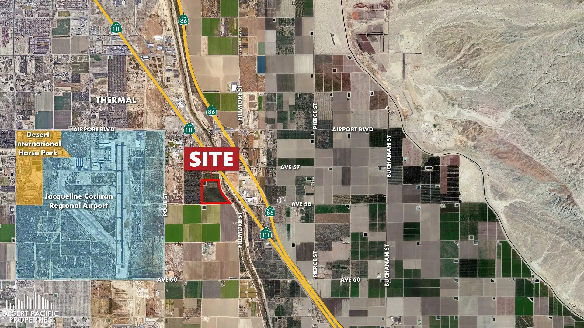 51.91 AC NWC Fillmore St & Ave 58, TH Flat Aerial Zoomed Out